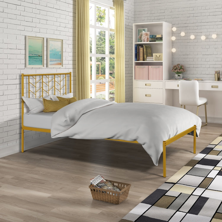 [US Warehouse] Household Retro Twin Metal Bed Frame (Gold)