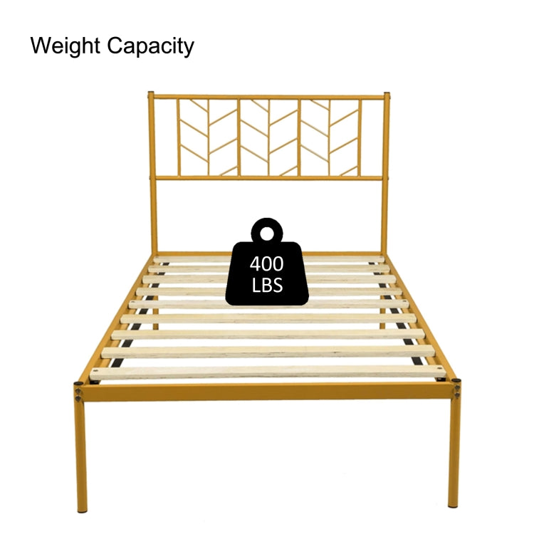 [US Warehouse] Household Retro Twin Metal Bed Frame (Gold)