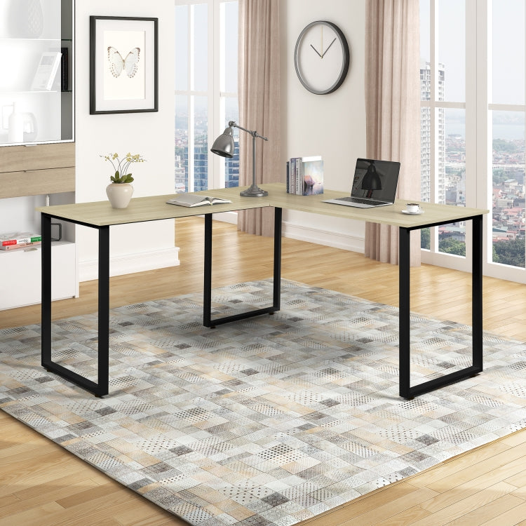 [US Warehouse] Home Office L-Shape Corner Table Computer Desk (Black Oak)