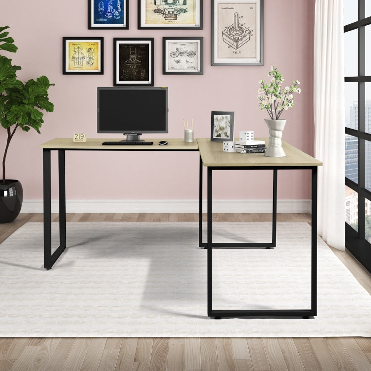 [US Warehouse] Home Office L-Shape Corner Table Computer Desk (Black Oak)