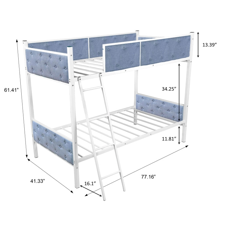 [US Warehouse] Household Twin Bunk Bed with Ladder (Blue)