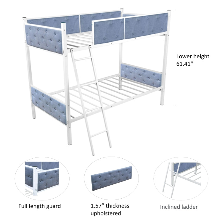 [US Warehouse] Household Twin Bunk Bed with Ladder (Blue)