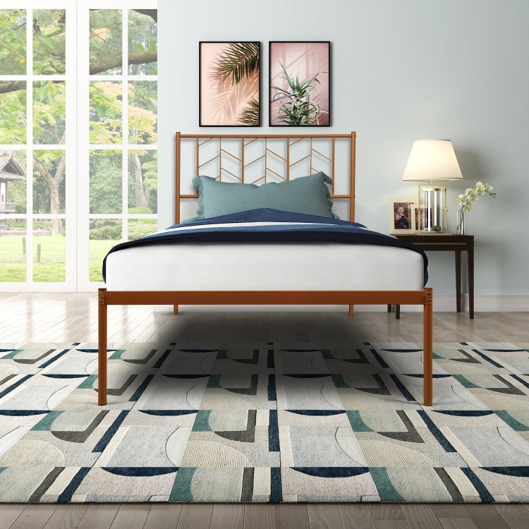 [US Warehouse] Household Retro Twin Metal Bed Frame (Antique Copper)