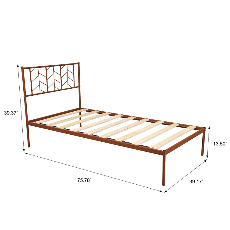 [US Warehouse] Household Retro Twin Metal Bed Frame (Antique Copper)