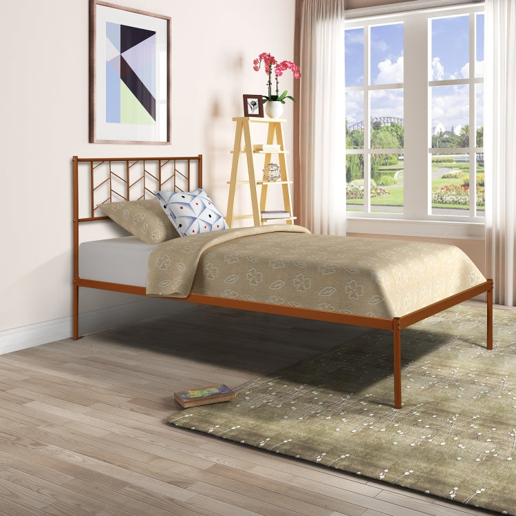 [US Warehouse] Household Retro Twin Metal Bed Frame (Antique Copper)