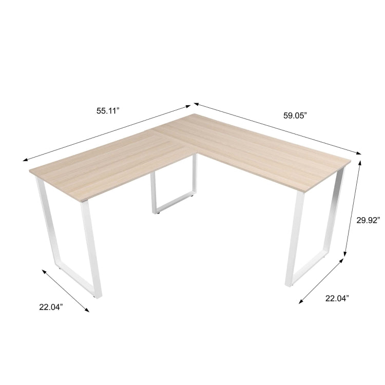 [US Warehouse] Home Office L-Shape Corner Table Computer Desk (White Oak)