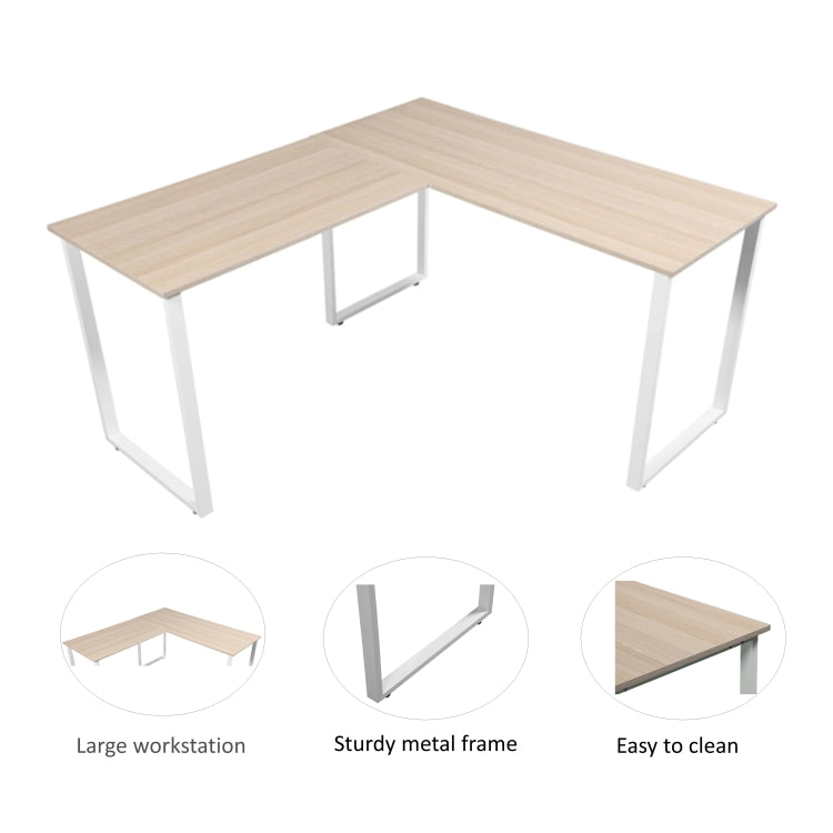 [US Warehouse] Home Office L-Shape Corner Table Computer Desk (White Oak)