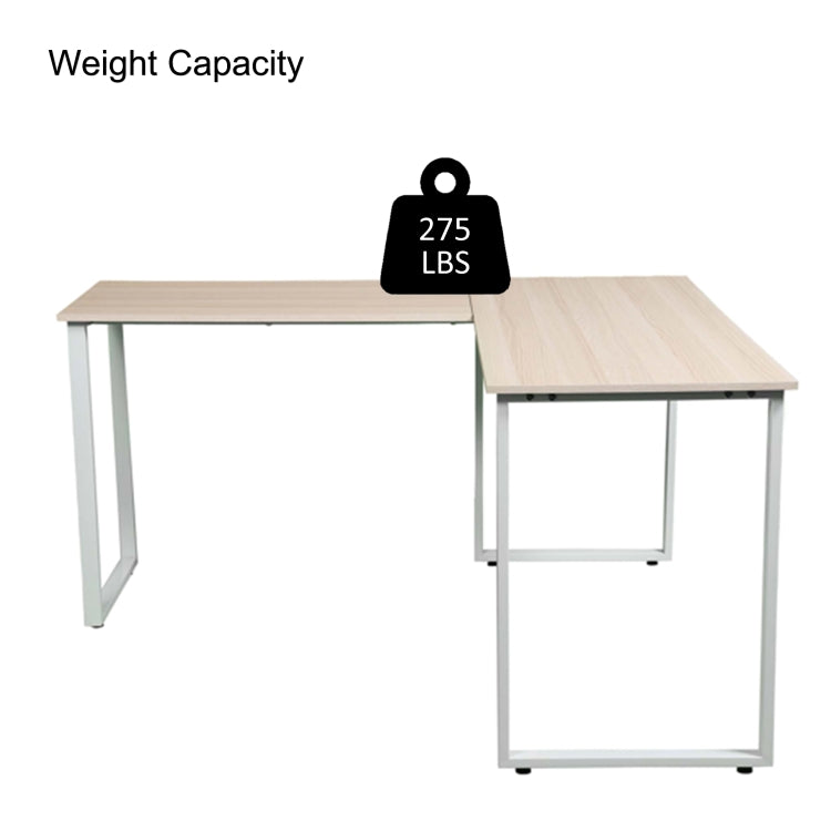 [US Warehouse] Home Office L-Shape Corner Table Computer Desk (White Oak)