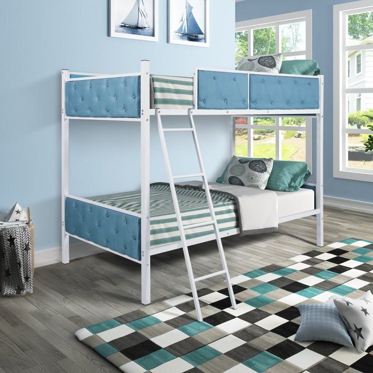 [US Warehouse] Household Twin Bunk Bed with Ladder (Light Blue)
