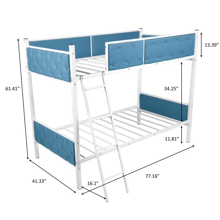 [US Warehouse] Household Twin Bunk Bed with Ladder (Light Blue)
