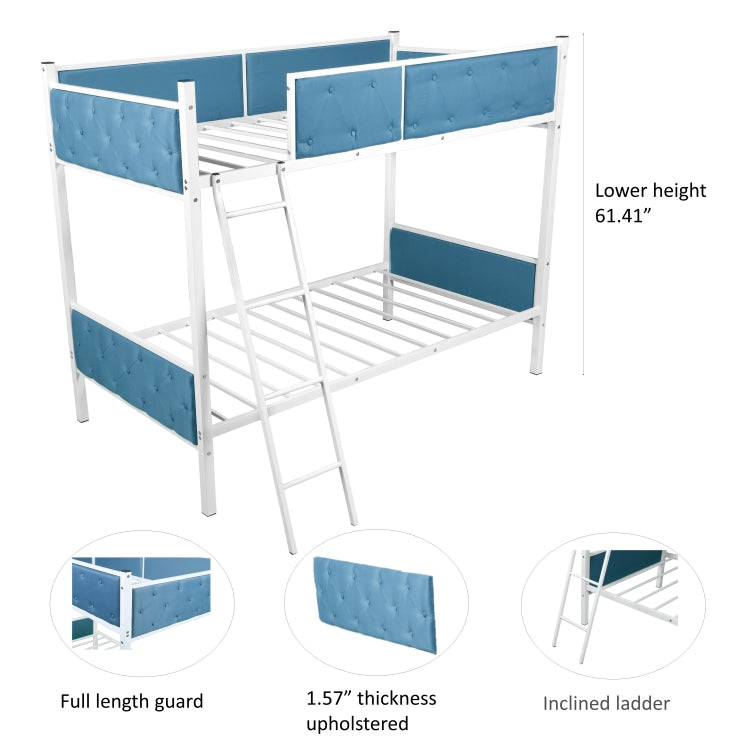 [US Warehouse] Household Twin Bunk Bed with Ladder (Light Blue)
