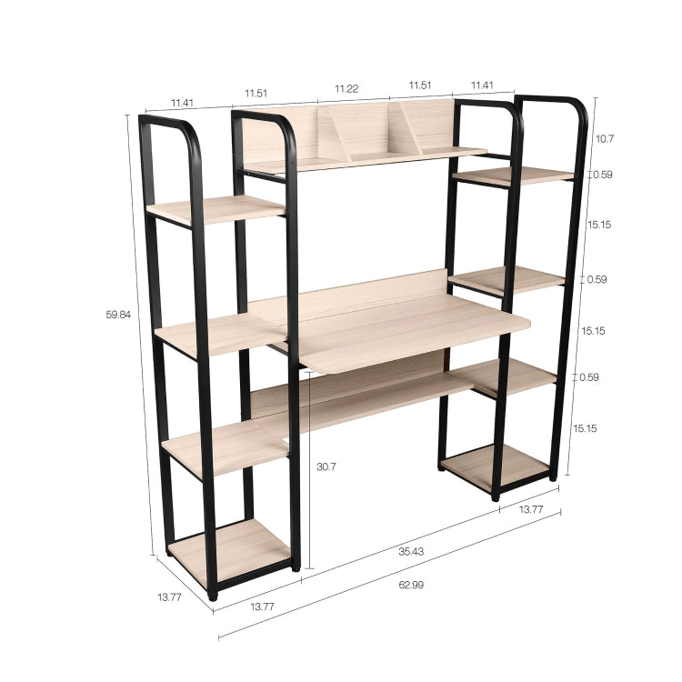 [US Warehouse] Multi-function Work Station Desk Computer Table with Storage Rack