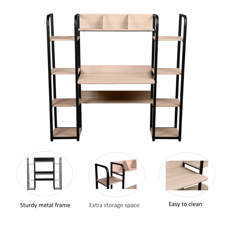 [US Warehouse] Multi-function Work Station Desk Computer Table with Storage Rack