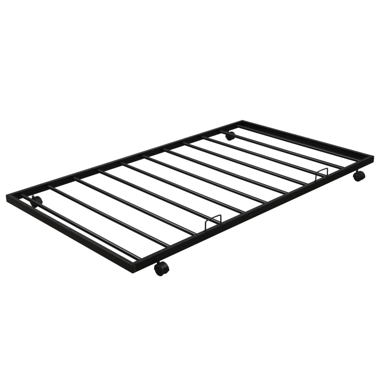 [US Warehouse] Household Twin Over Full Metal Bunk Bed with Trundle Bed & Two-side Ladders (Red Natural Wood)