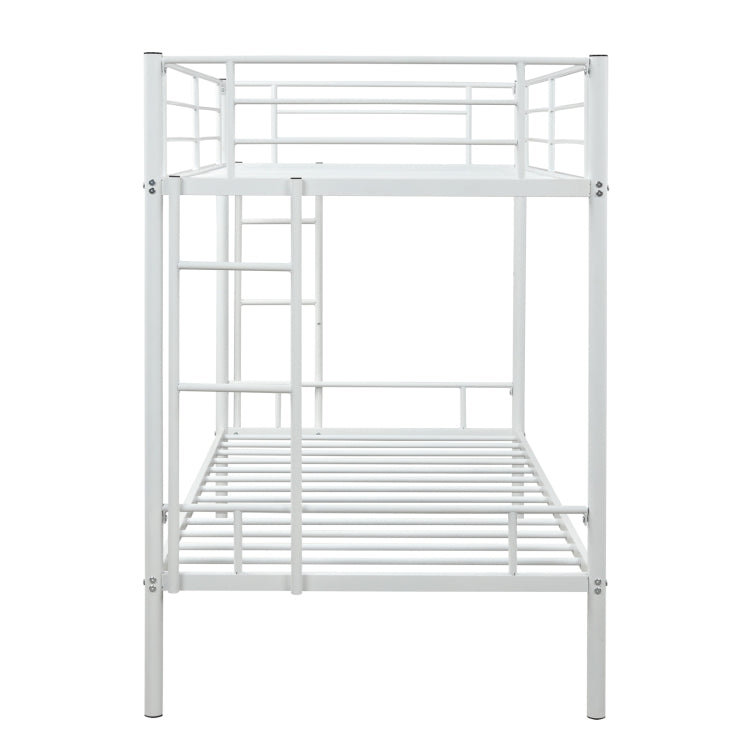 [US Warehouse] Household Twin Metal Bunk Bed with Two-side Ladders (White)