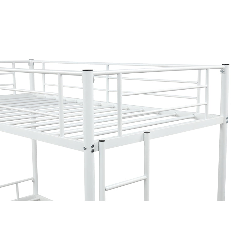 [US Warehouse] Household Twin Metal Bunk Bed with Two-side Ladders (White)