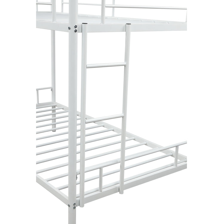 [US Warehouse] Household Twin Metal Bunk Bed with Two-side Ladders (White)