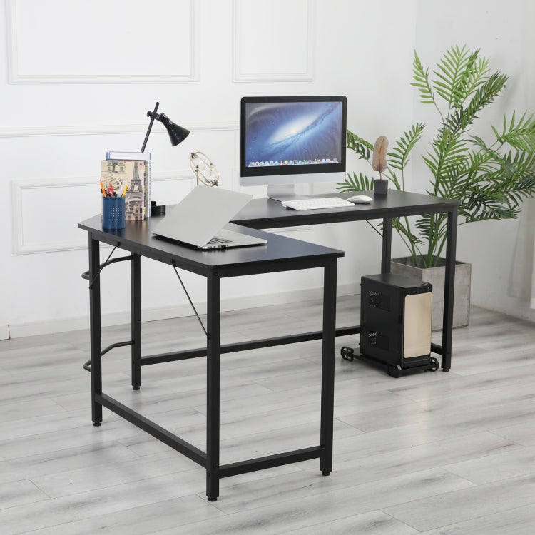 [US Warehouse] Home Office School L-Shape Corner Table Computer Desk (Black)