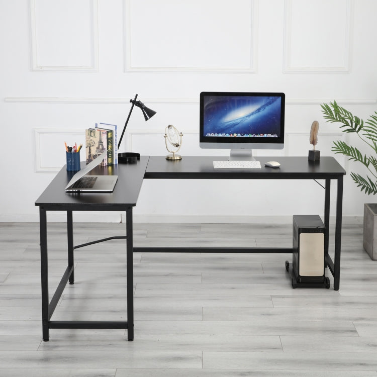 [US Warehouse] Home Office School L-Shape Corner Table Computer Desk (Black)