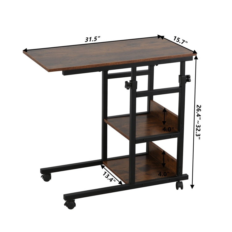 [US Warehouse] Adjustable Moveable Home Computer Desk Writing Table with Wheels