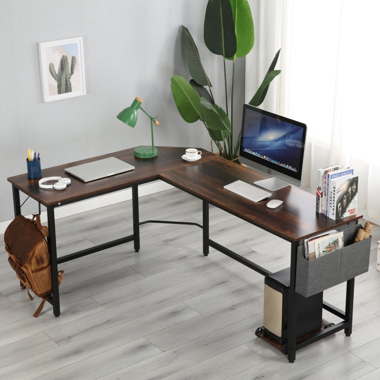 [US Warehouse] Modern Design Home Office School L-Shape Corner Table Computer Desk (Pella Oak)