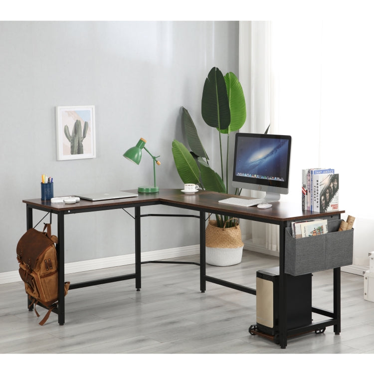 [US Warehouse] Modern Design Home Office School L-Shape Corner Table Computer Desk (Pella Oak)