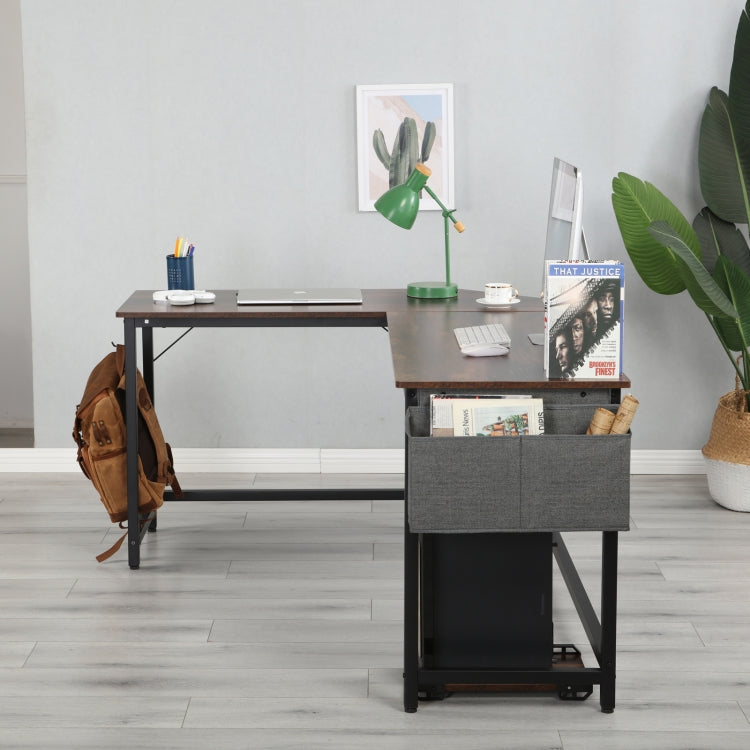 [US Warehouse] Modern Design Home Office School L-Shape Corner Table Computer Desk (Pella Oak)