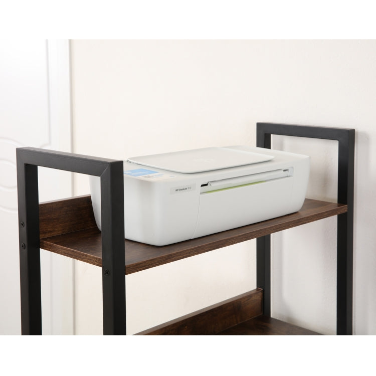 [US Warehouse] 47 Inch Multi-function H-shaped Computer Desk with bookshelf & Fabric Drawer (Rustic Brown)