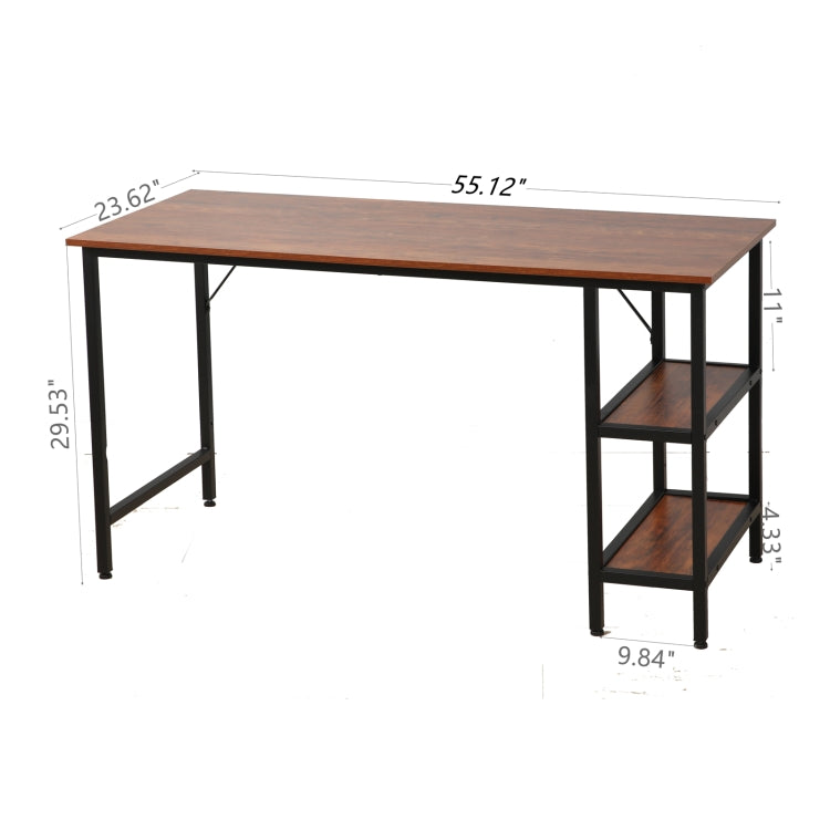 [US Warehouse] 55 Inch Home Oversized Study Table Computer Desk (Rustic Brown)