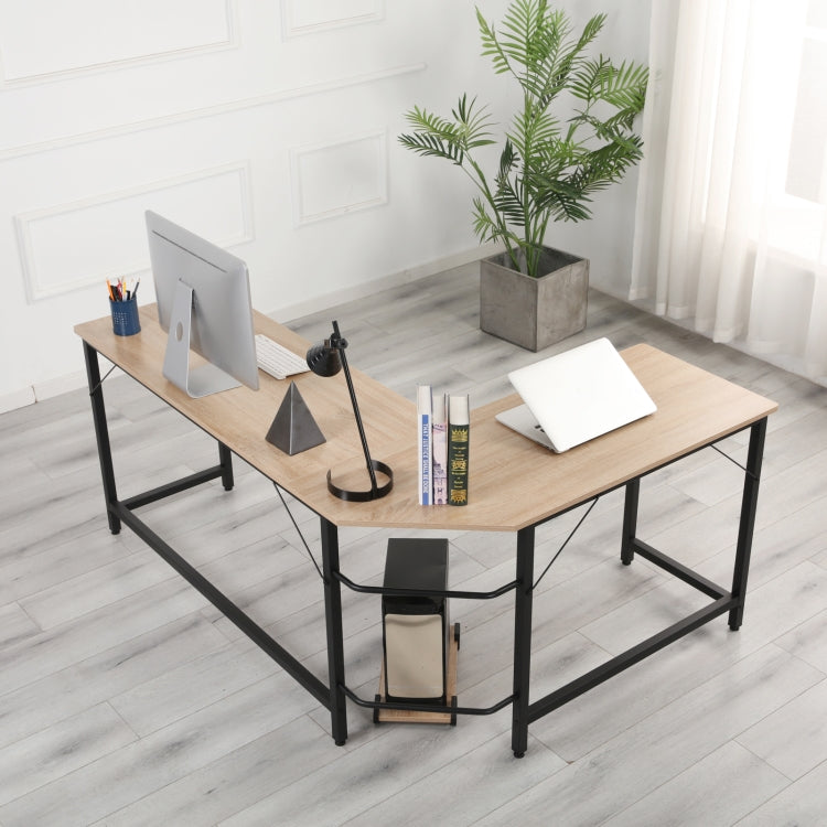 [US Warehouse] Home Office School L-Shape Corner Table Computer Desk (Brown)