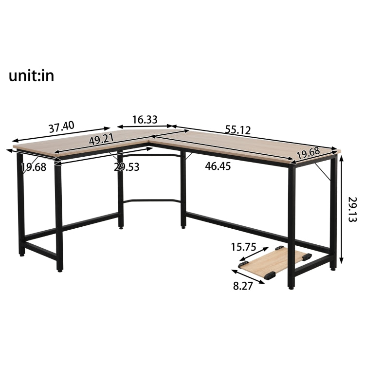 [US Warehouse] Home Office School L-Shape Corner Table Computer Desk (Brown)