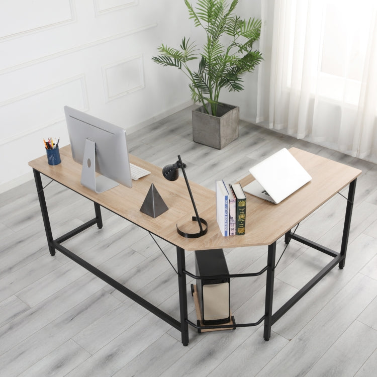 [US Warehouse] Home Office School L-Shape Corner Table Computer Desk (Brown)