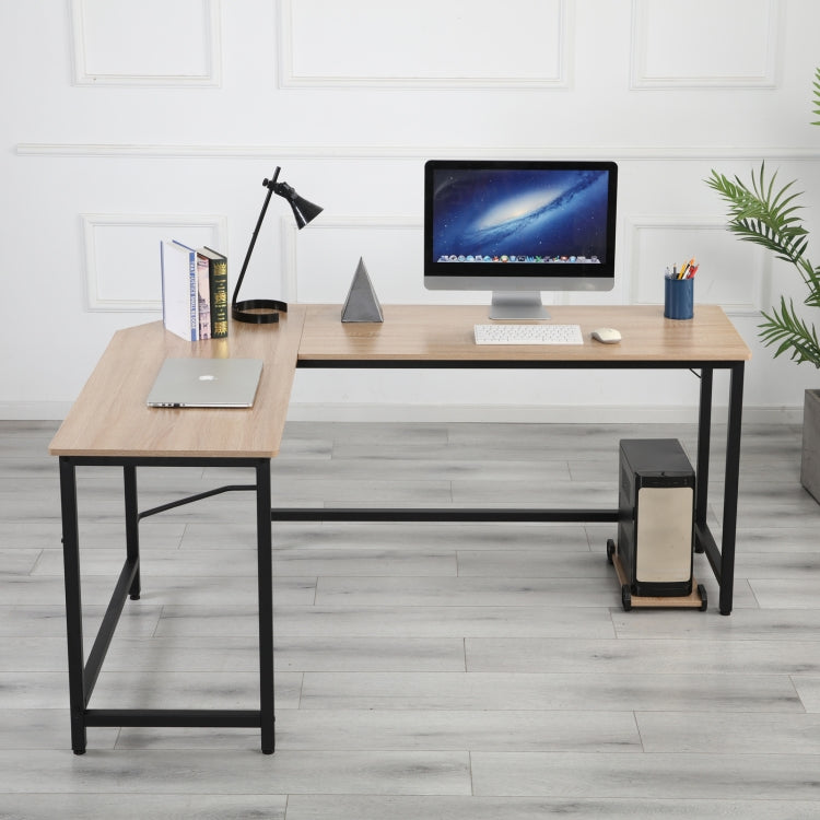 [US Warehouse] Home Office School L-Shape Corner Table Computer Desk (Brown)