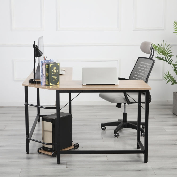 [US Warehouse] Home Office School L-Shape Corner Table Computer Desk (Brown)