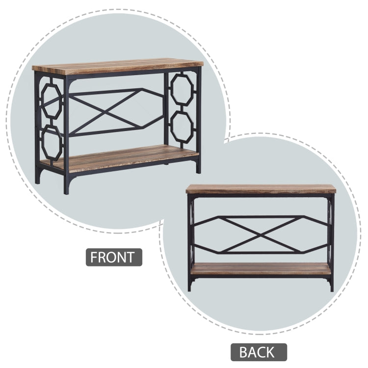 [US Warehouse] Industrial Style Hallway Console Sofa Table with Storage Shelf (Brown)
