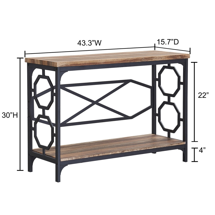 [US Warehouse] Industrial Style Hallway Console Sofa Table with Storage Shelf (Brown)