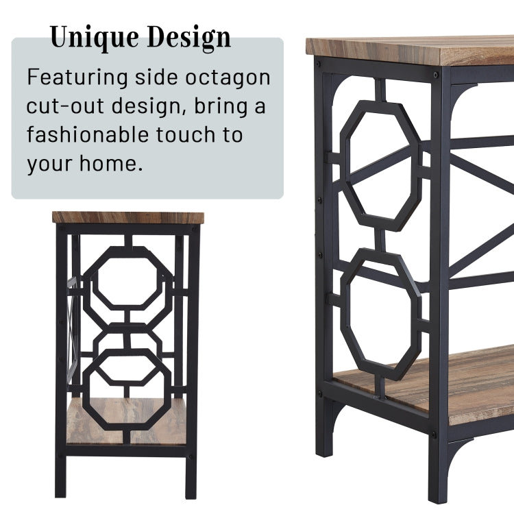 [US Warehouse] Industrial Style Hallway Console Sofa Table with Storage Shelf (Brown)