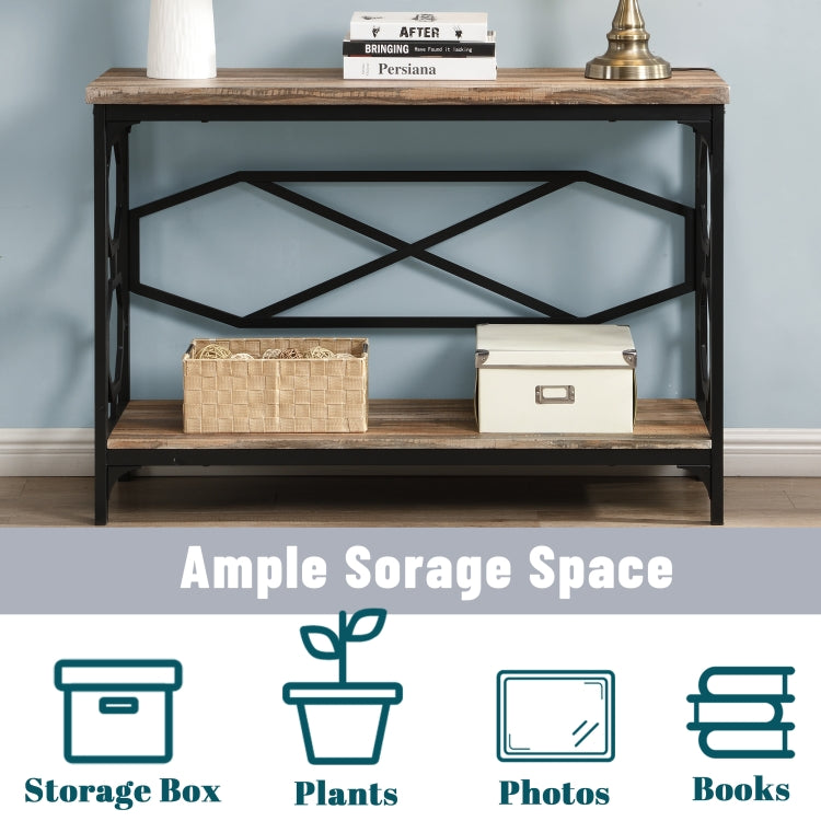 [US Warehouse] Industrial Style Hallway Console Sofa Table with Storage Shelf (Brown)