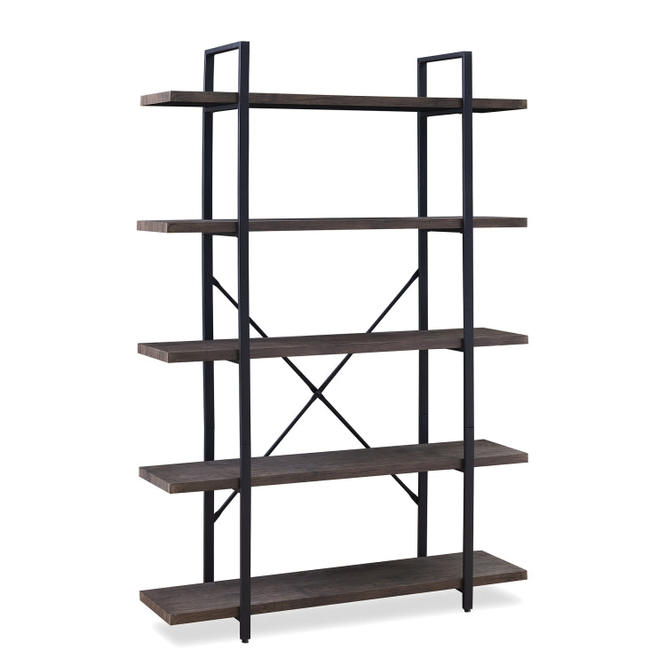 [US Warehouse] Retro Industrial Style Home Office 5-layers Bookcase Bookshelf Storage Shelves