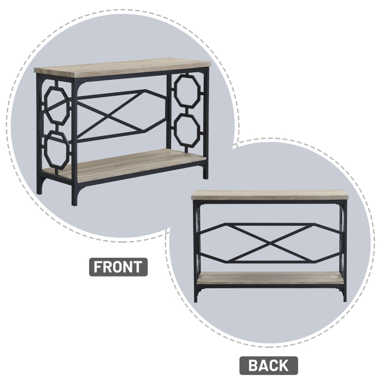 [US Warehouse] Industrial Style Hallway Console Sofa Table with Storage Shelf (Beige)