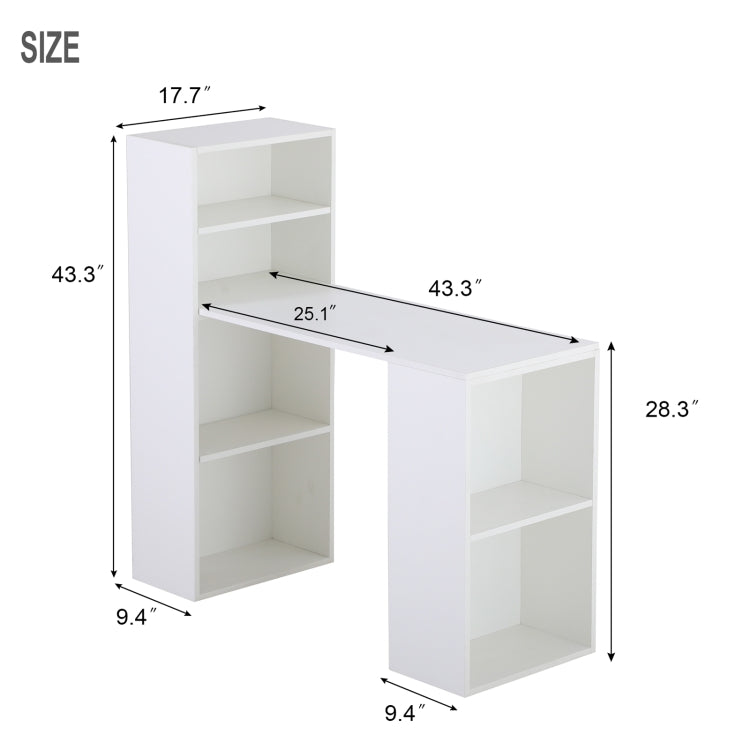 [US Warehouse] Modern Simple Design Home Office Computer Desk Study Writing Table with Storage Removable Open Shelves