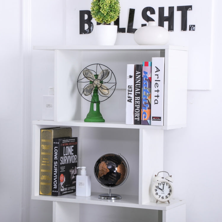 [US Warehouse] Home Office 5-Tiers S-Shaped Wood Bookcase Bookshelf Storage Display Stand
