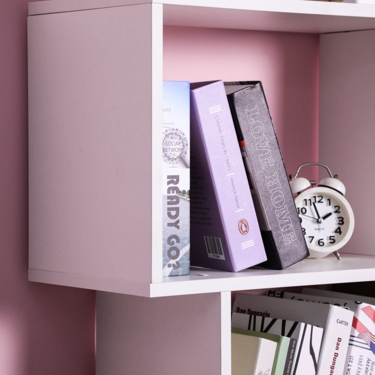 [US Warehouse] Home Office 6-Tiers S-Shaped Wood Bookcase Bookshelf Storage Display Stand