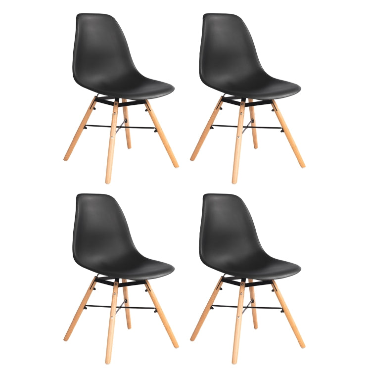 [EU Warehouse] 4 PCS Simple Retro Plastic Lounge Chairs(Black)