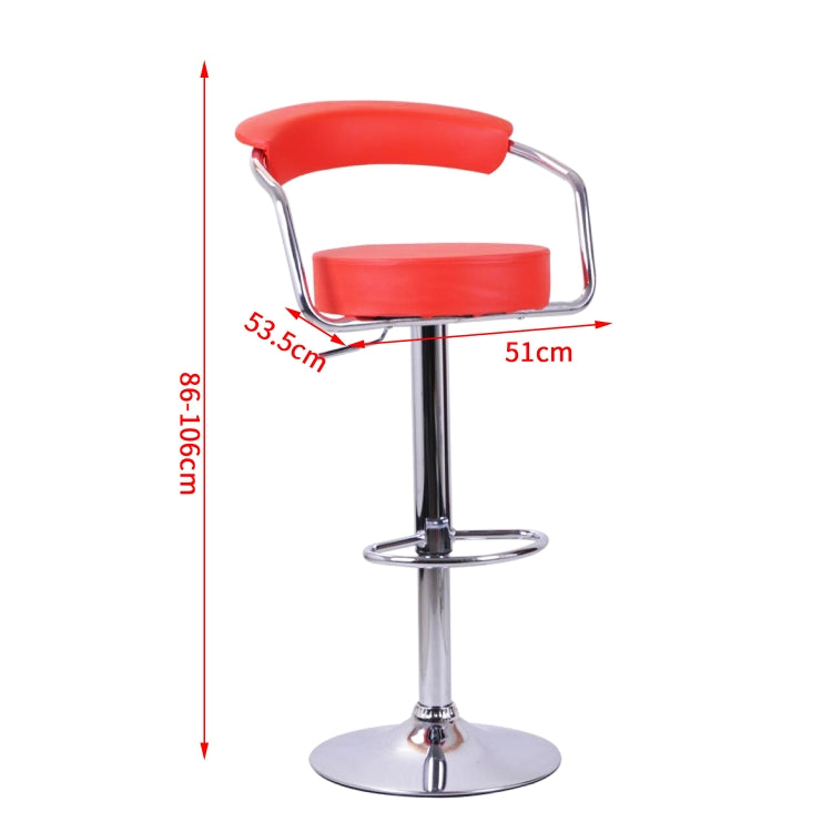 [EU Warehouse] 2 PCS 360 Degrees Rotating Adjustable Round Bar Chairs with Armrests(Red)