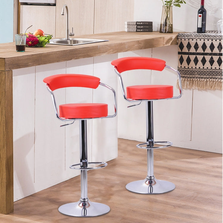 [EU Warehouse] 2 PCS 360 Degrees Rotating Adjustable Round Bar Chairs with Armrests(Red)