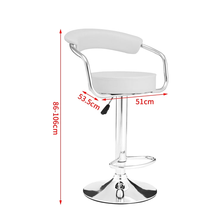 [EU Warehouse] 2 PCS 360 Degrees Rotating Adjustable Round Bar Chairs with Armrests(White)