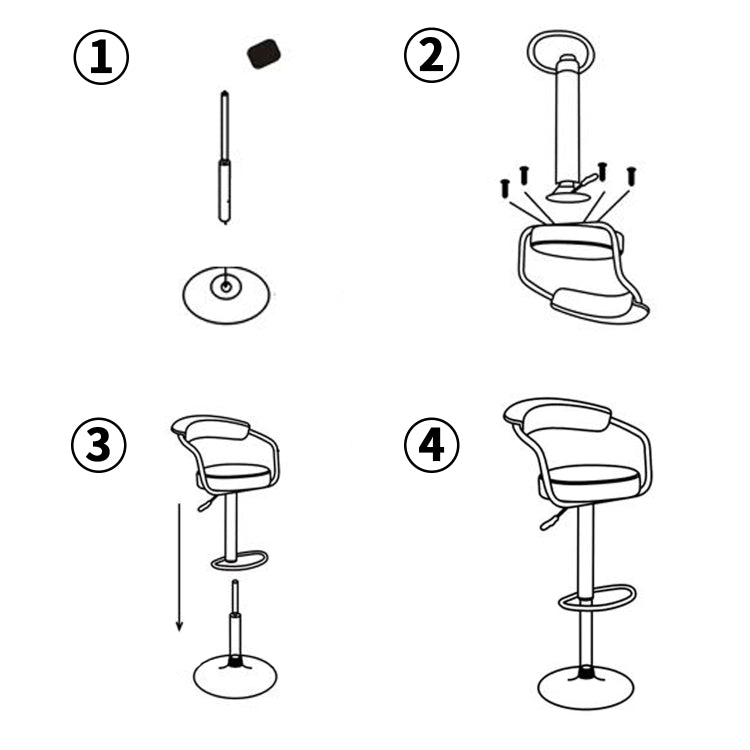 [EU Warehouse] 2 PCS 360 Degrees Rotating Adjustable Round Bar Chairs with Armrests(White)
