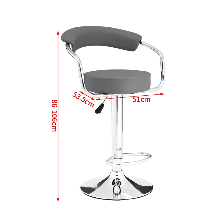 [EU Warehouse] 2 PCS 360 Degrees Rotating Adjustable Round Bar Chairs with Armrests(Gray)