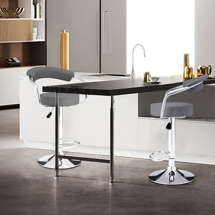 [EU Warehouse] 2 PCS 360 Degrees Rotating Adjustable Round Bar Chairs with Armrests(Gray)